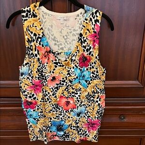 Cato Multicolor Floral and Animal Print Tank Top